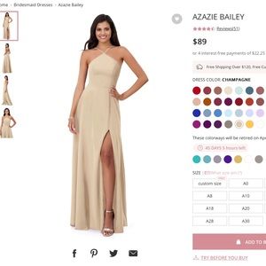 Azazie Bailey Champagne Bridesmaid Dress